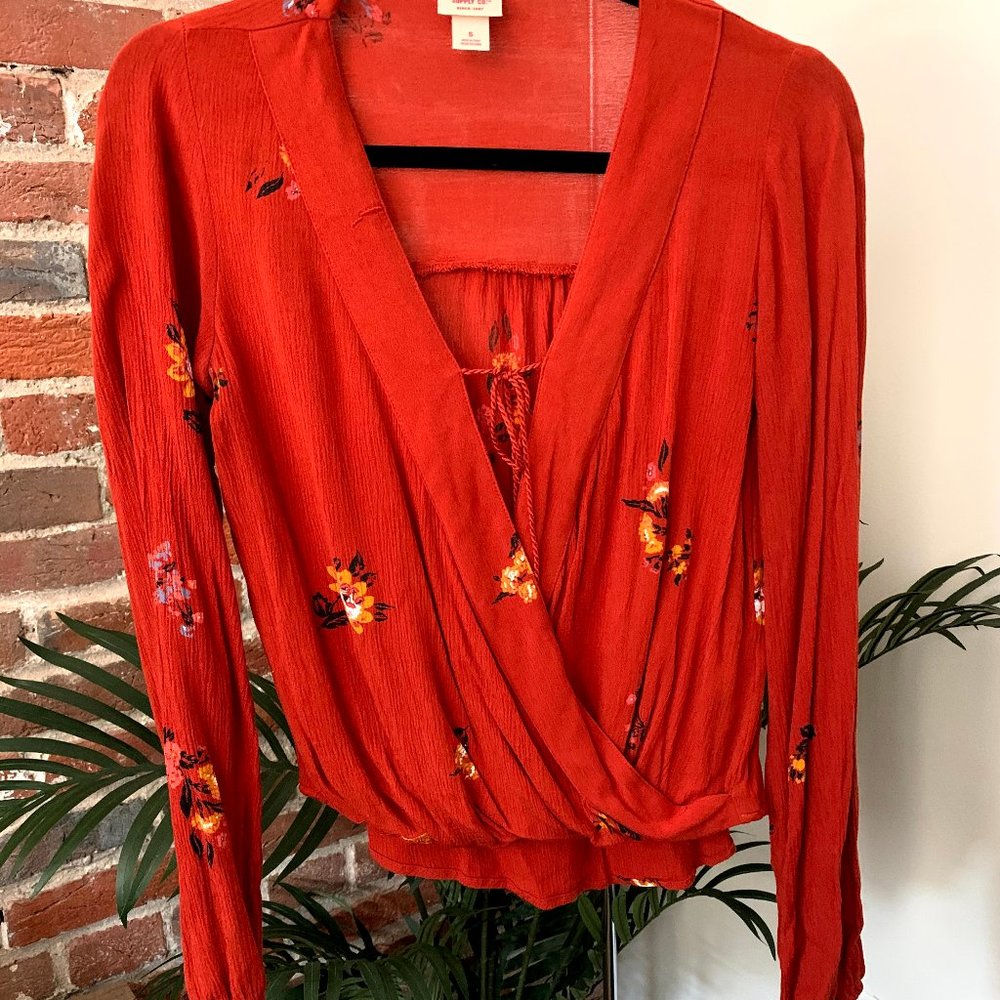 Burnt Orange Mossimo Slouchy V-neck Blouse